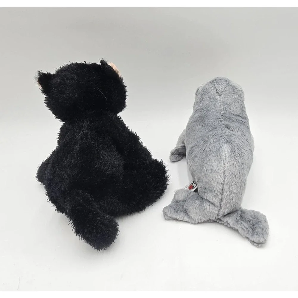 4 Ganz‎ Webkinz Plush No Codes Bulldog Hound Walrus Black Cat